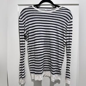 T by Alexander Wang Black and White Striped Lightweight Sweater